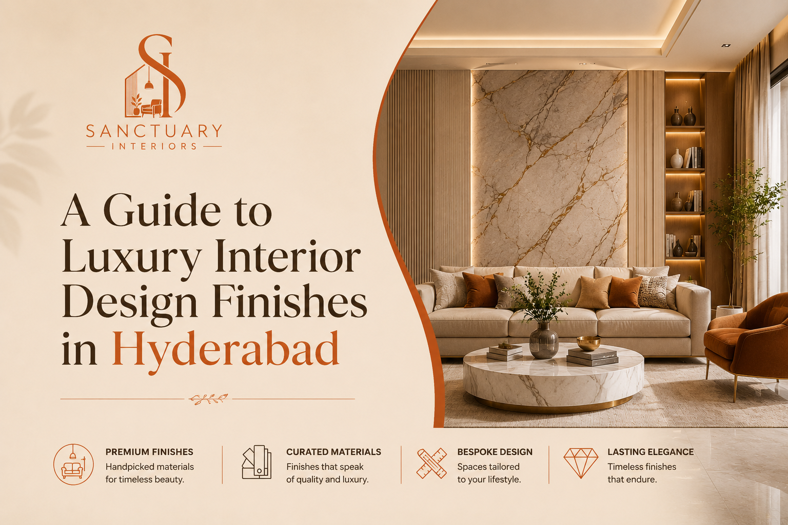 Luxury interior design finishes in Hyderabad by Sanctuary Interiors